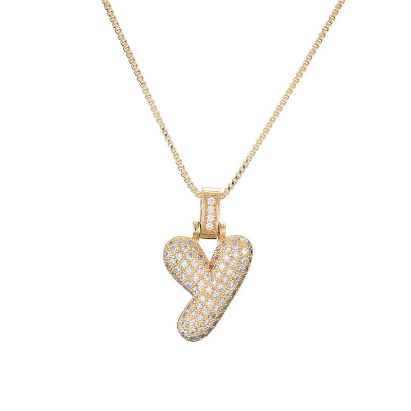 Halskette mit Pavé-Bubble-Initiale