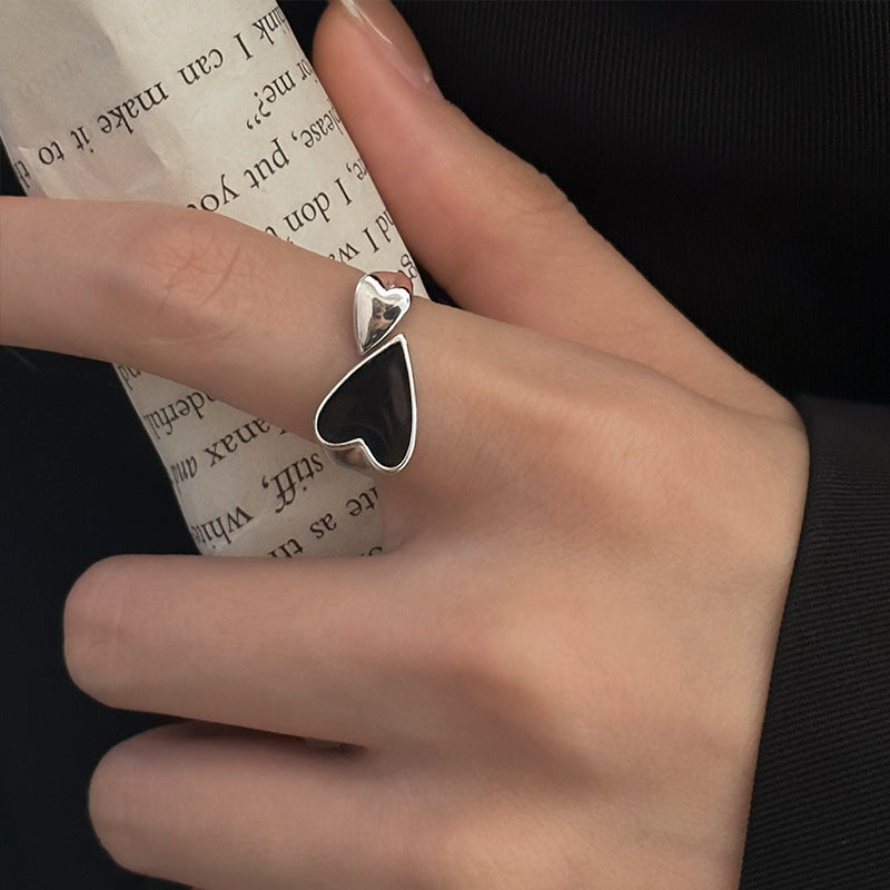 Schwarzes Herz Asymmetrischer Ring