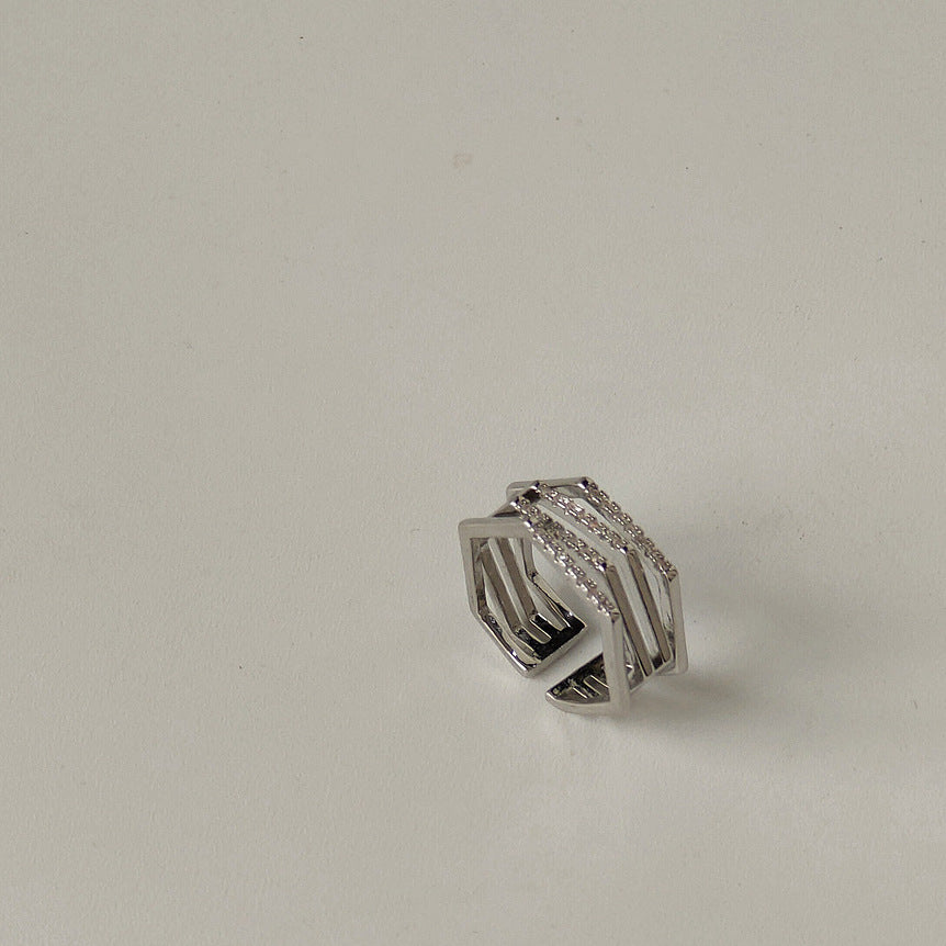 Zirkon Sechseck Verstellbarer Ring