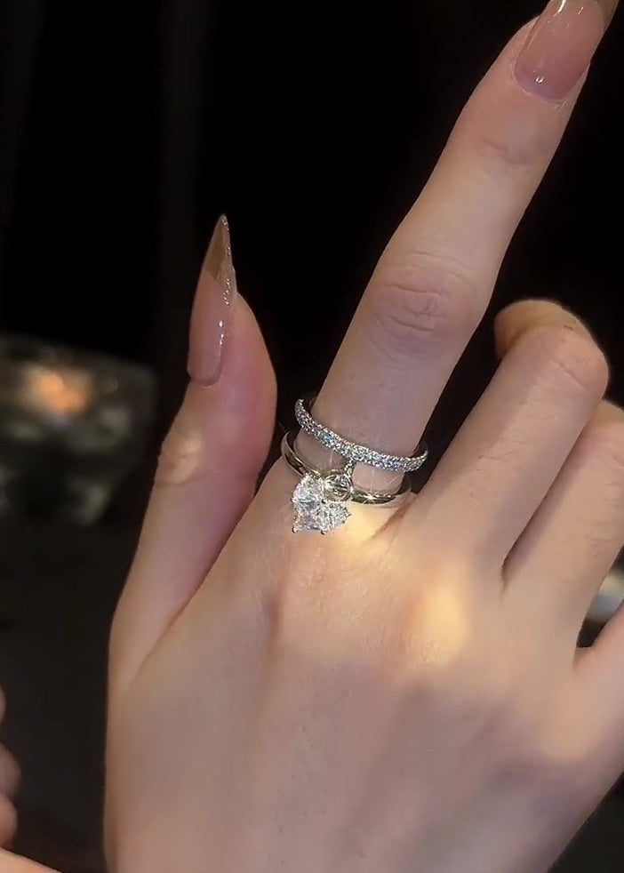 Silber Zirkonia Herz-Anhänger Ring