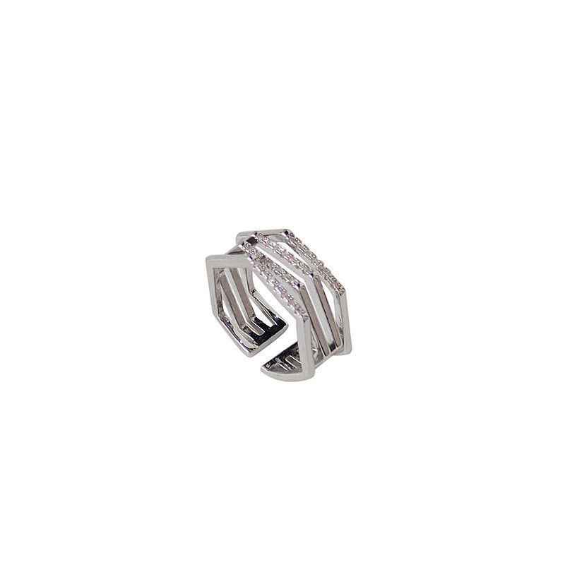 Zirkon Sechseck Verstellbarer Ring