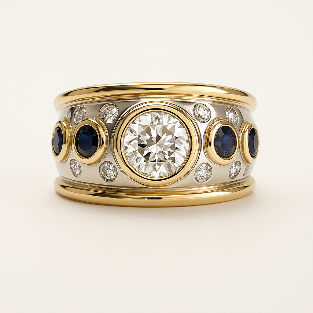 Vintage-Ring in Goldoptik mit eingefasstem Zirkonia