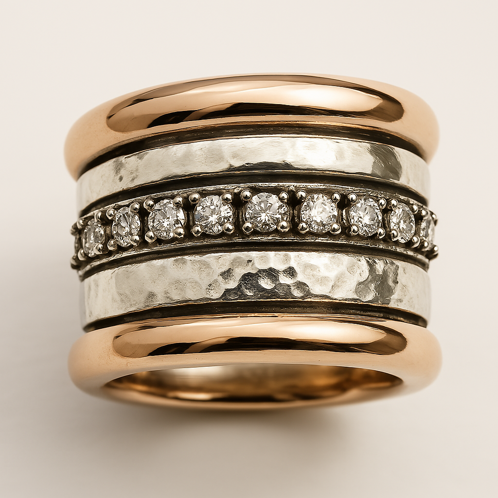 Mehrlagiger, massiver Ring im Vintage-Stil – goldfarben
