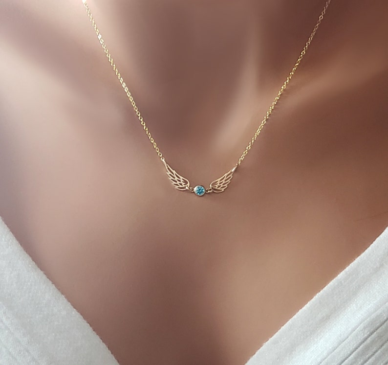 Verbunden durch Liebe – Armband- & Halskettenset Engelsflügel mit Geburtsstein