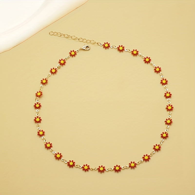 Handgefertigte Gold plattiert Daisy Choker - Einstellbare Boho Floral Halskette