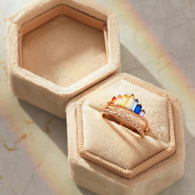 Regenbogen-Krone-Herz-Ring (offen) – Vintage-Design mit LGBT-Pride