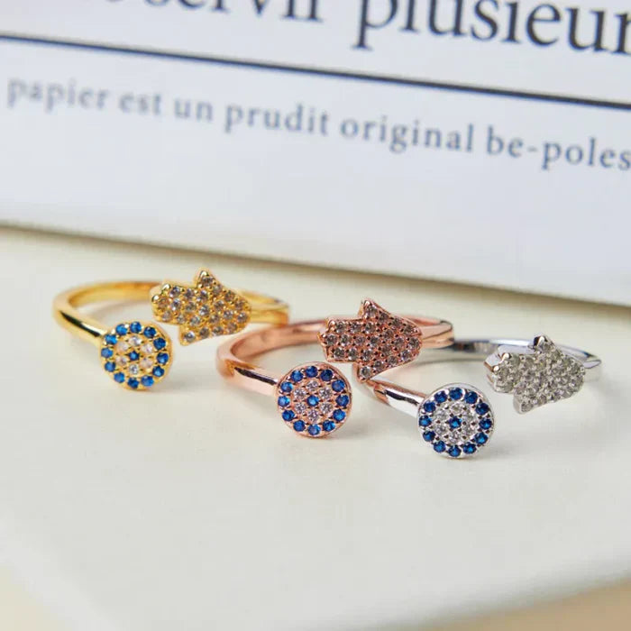 Belinda Hamsa Ring in Rose Gold - Silber