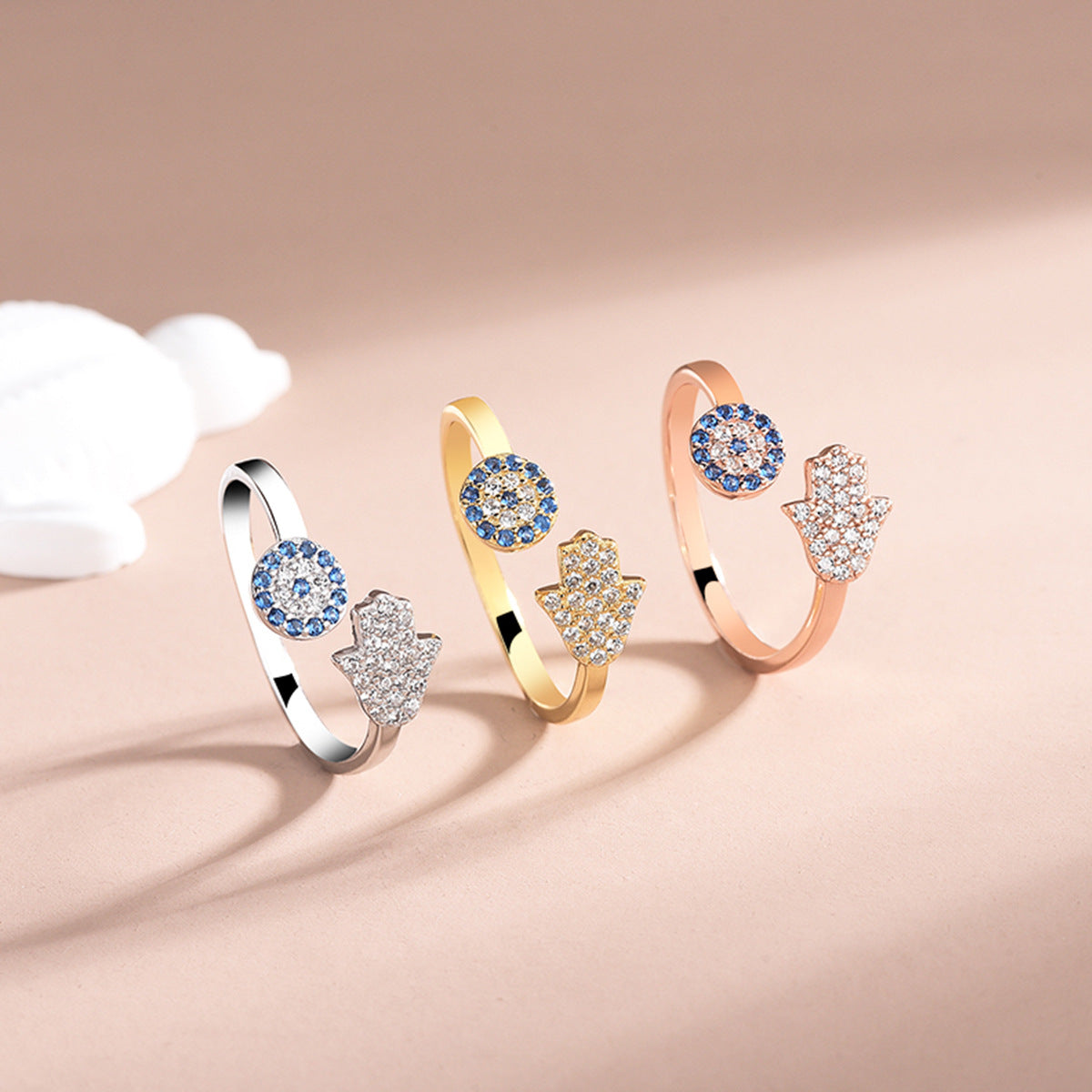 Belinda Hamsa Ring in Rose Gold - Silber
