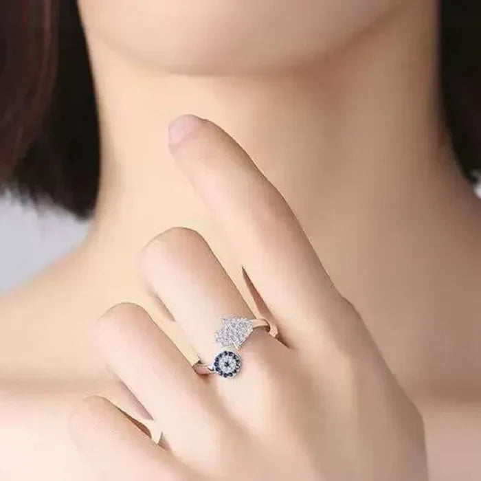 Belinda Hamsa Ring in Rose Gold - Silber