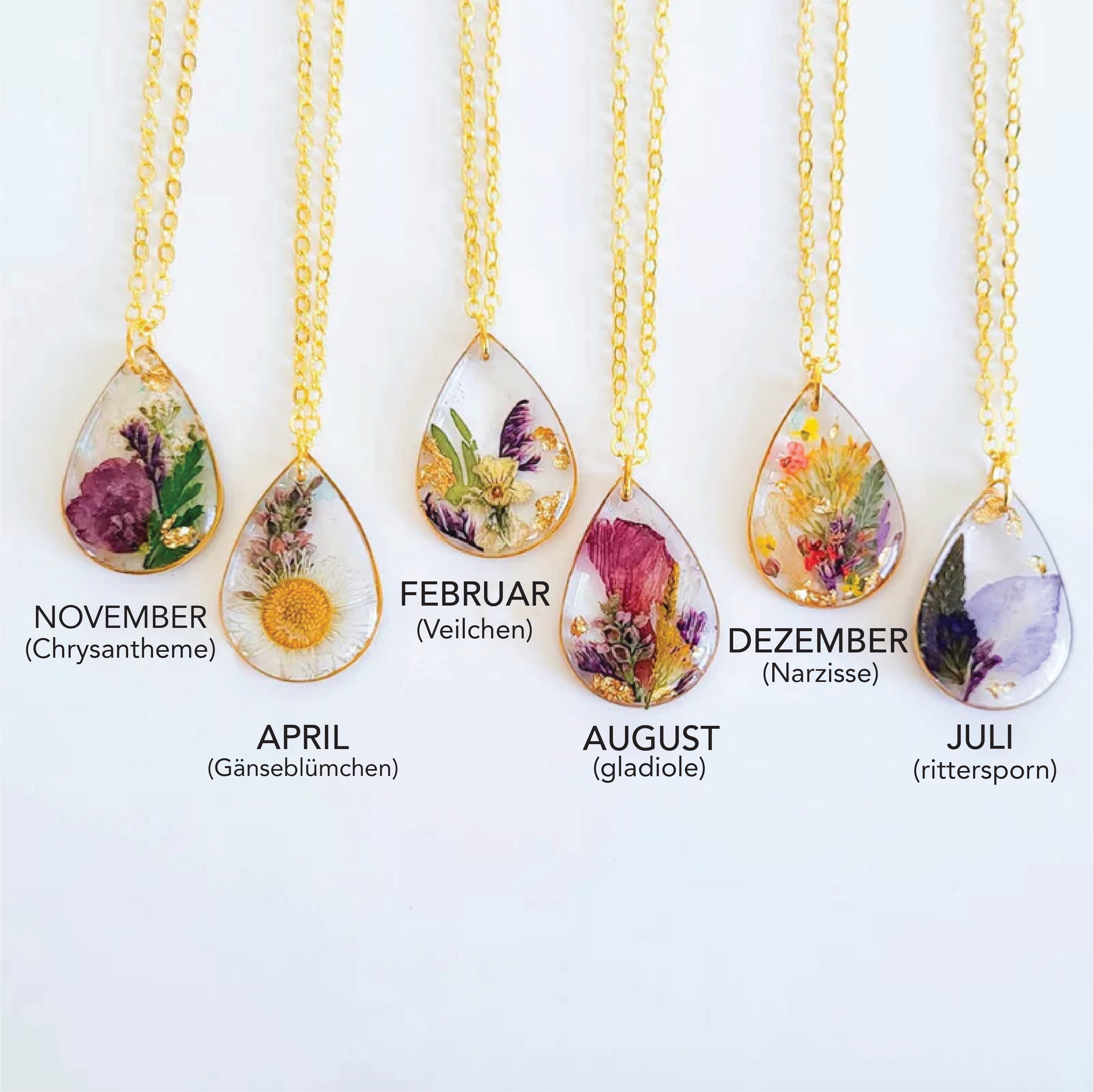 Geburt Blume Halskette - getrocknete Blume Harz-Schmuck