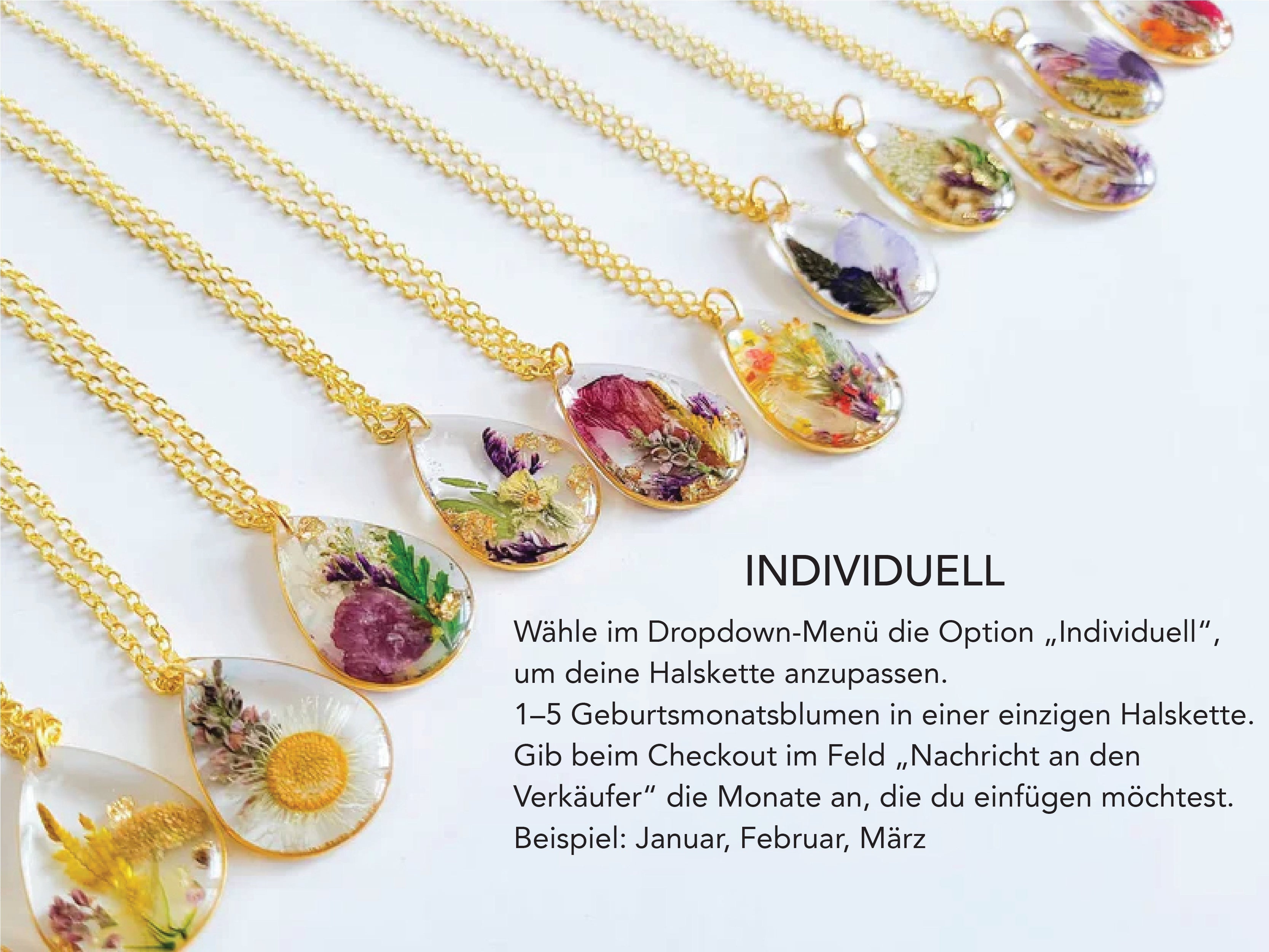 Geburt Blume Halskette - getrocknete Blume Harz-Schmuck