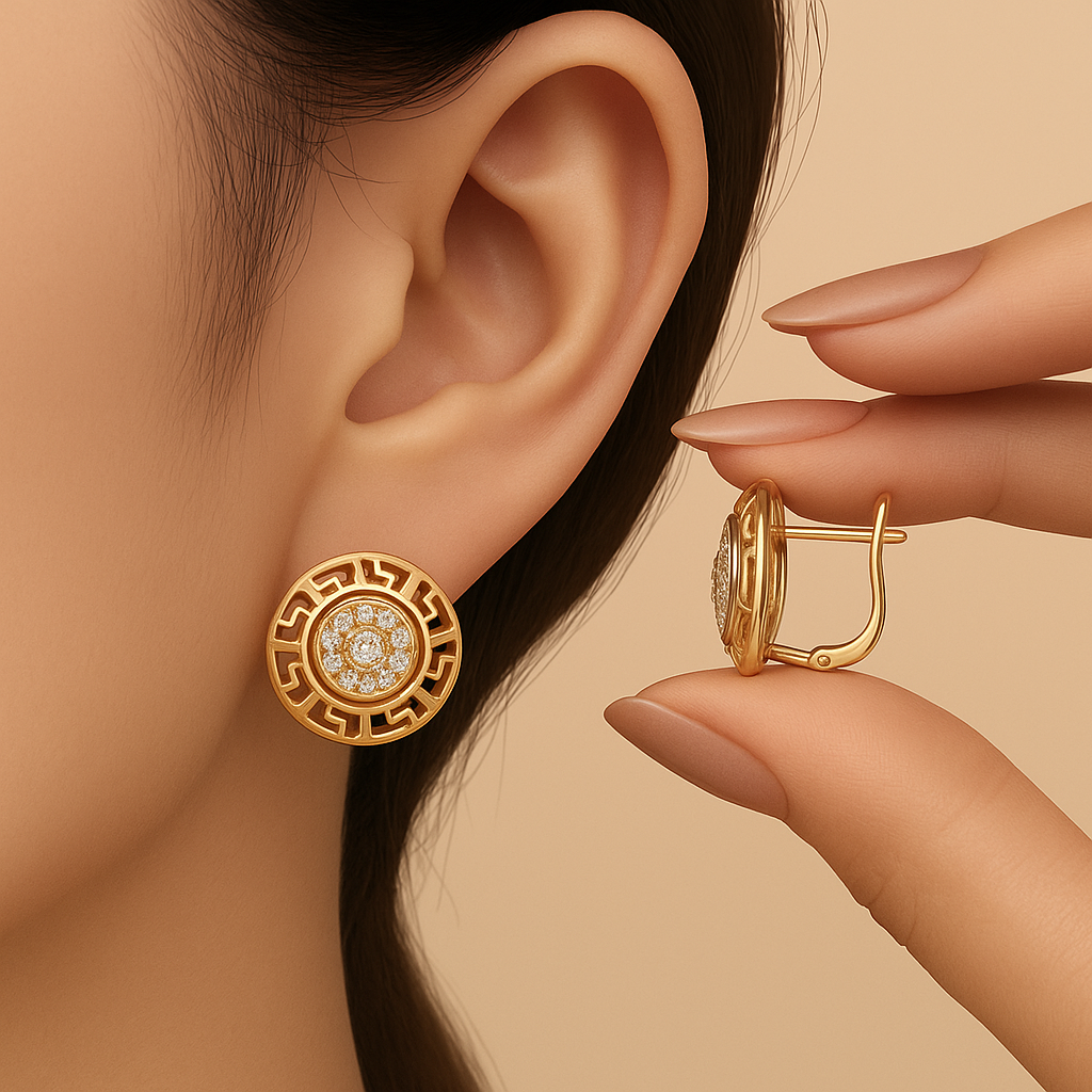 Vintage vergoldete Ohrringe mit funkelnden kubischen Zirkonias