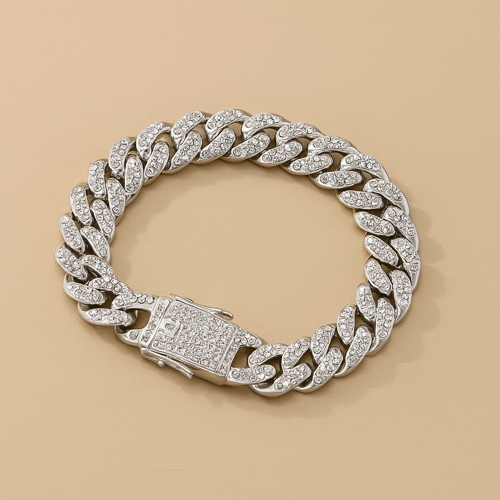 Chunky Cuban Link Chain Armband mit Wasserbohrer Detailing