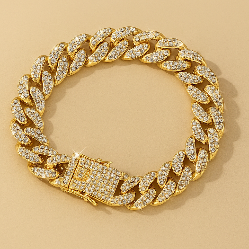 Chunky Cuban Link Chain Armband mit Wasserbohrer Detailing