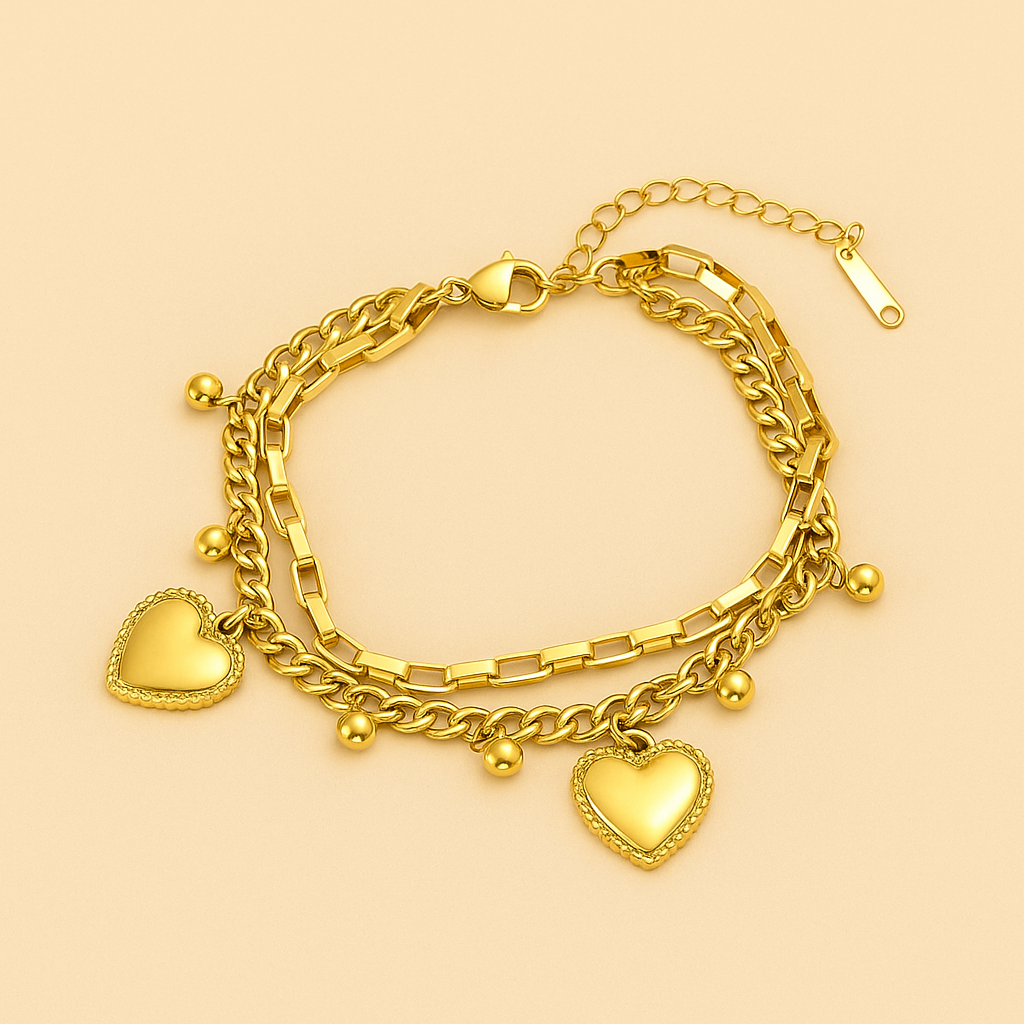 Goldener Double-Layer-Love-Anhänger-Armband
