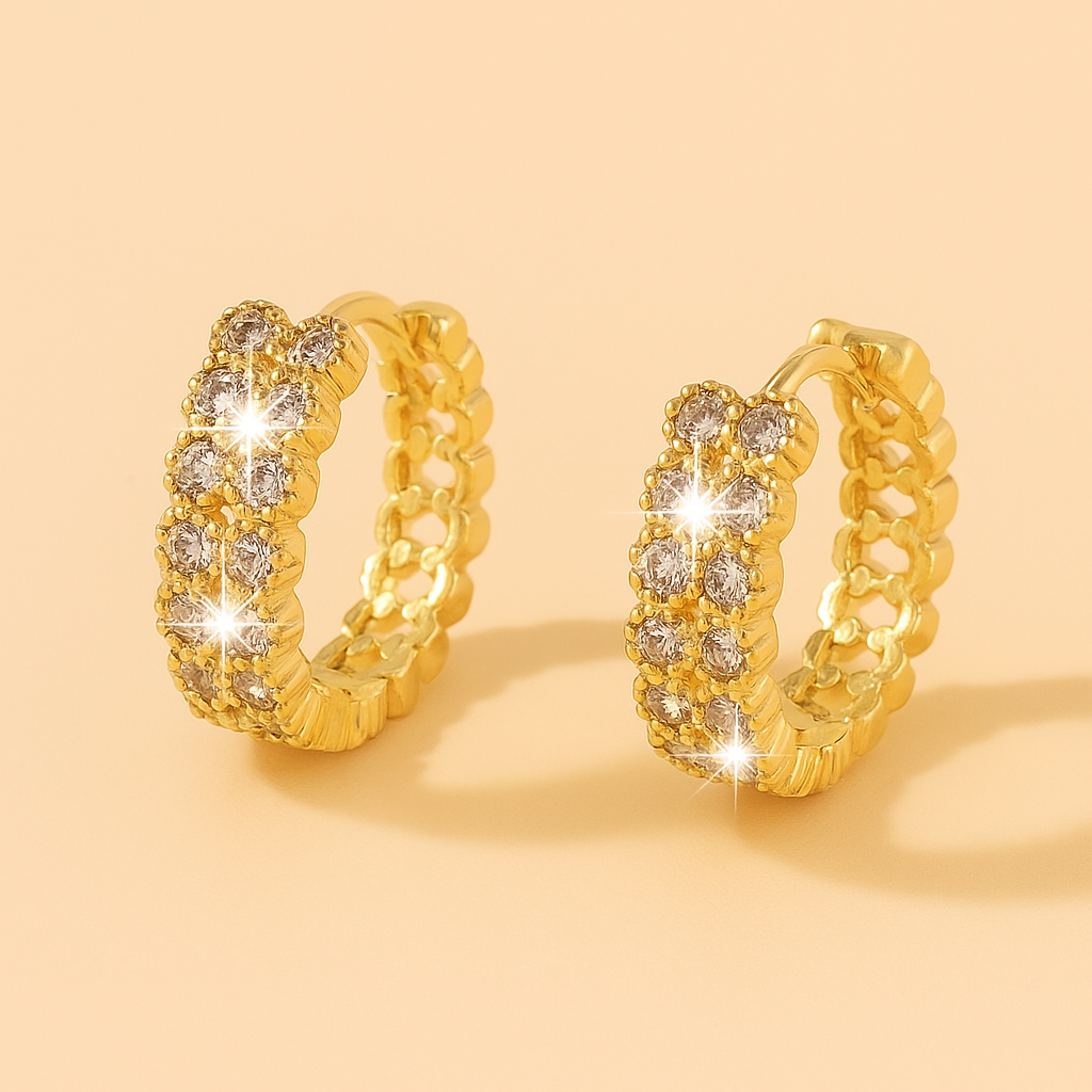 Creolen für Damen mit Doppelreihiger Kristall-Einlage