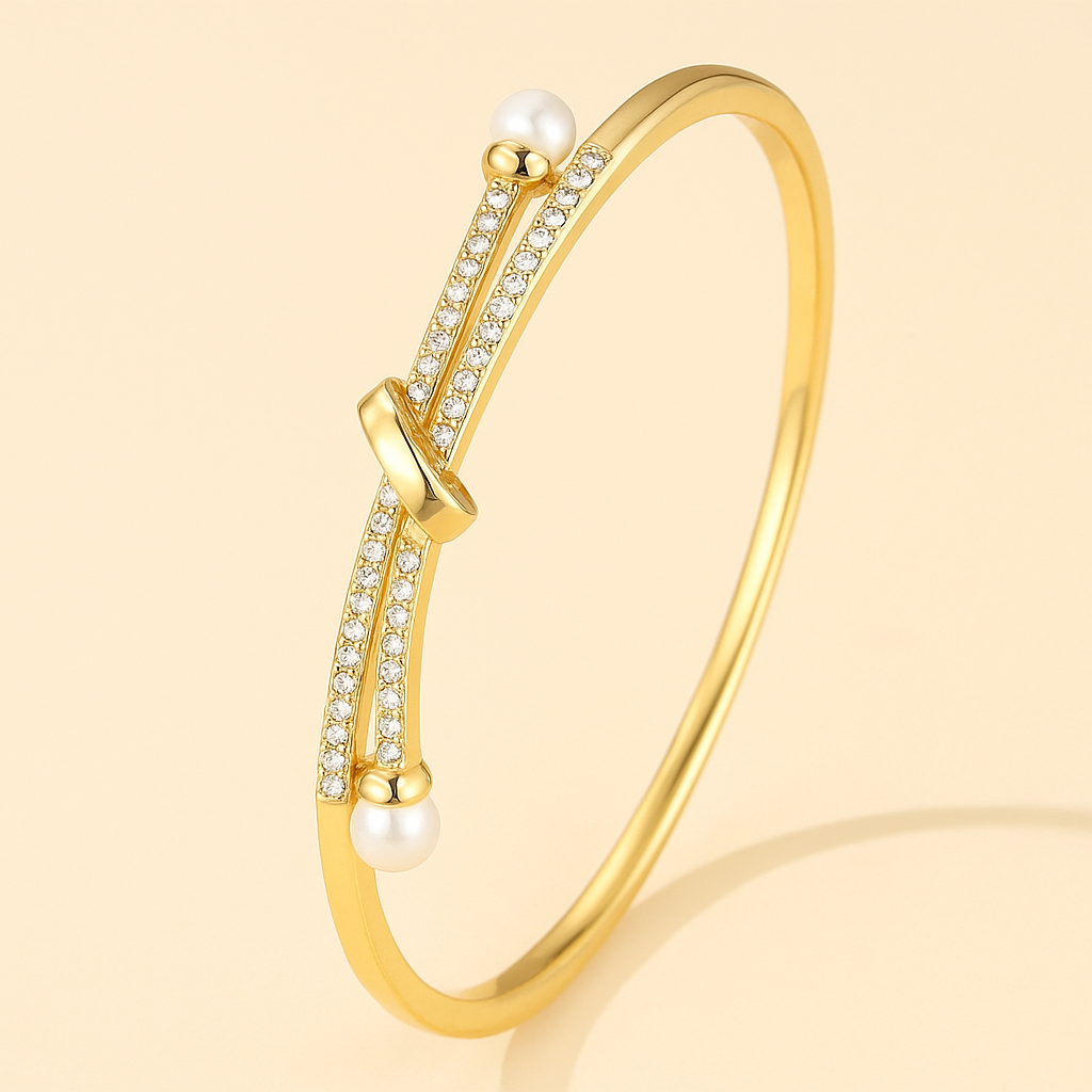 Elegantes Perlenknopf-Armband mit Kristall-Akzenten