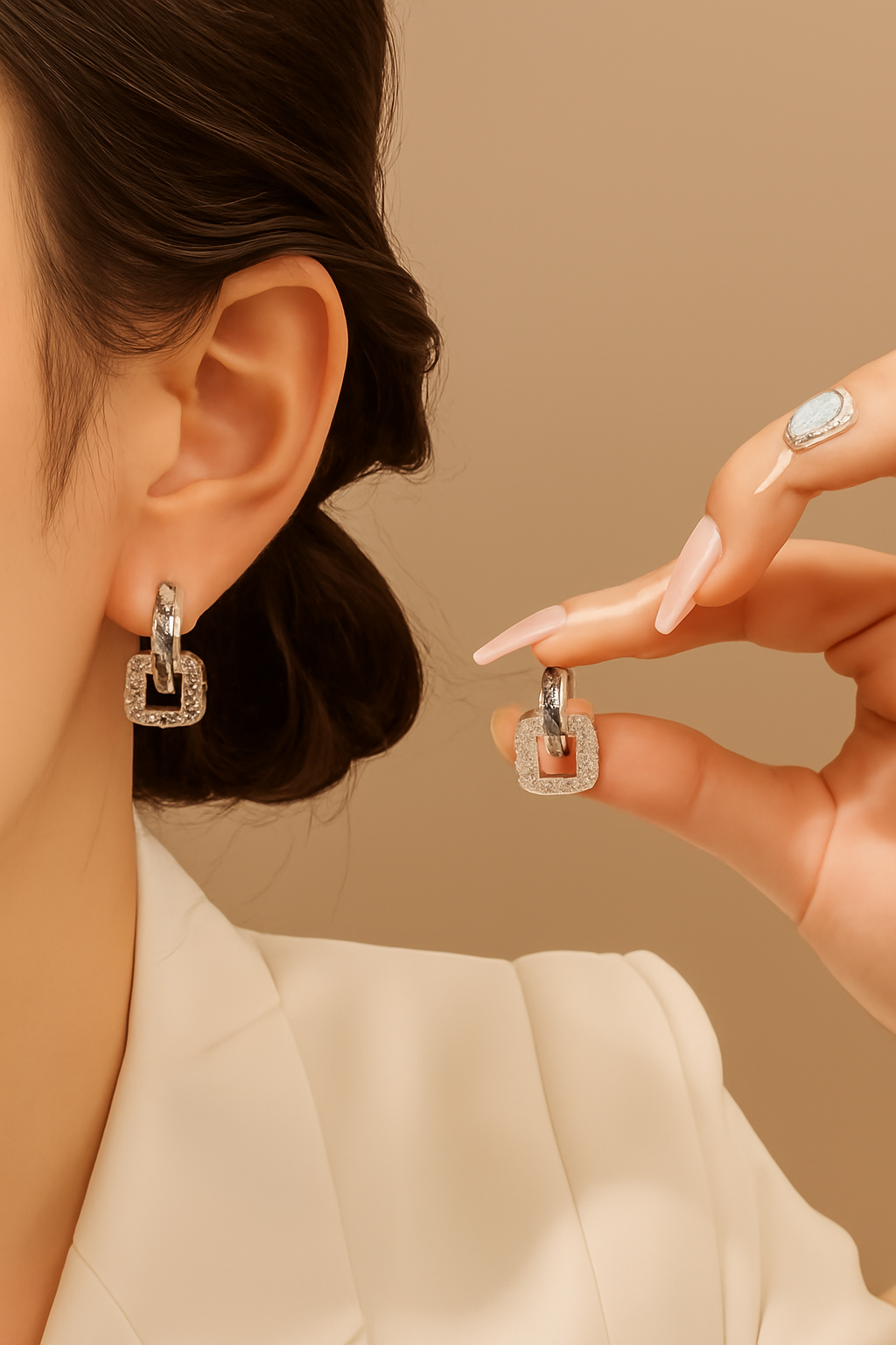 Quadratische Ohrstecker mit funkelnden Strasssteinen - Vintage Elegance für Frauen