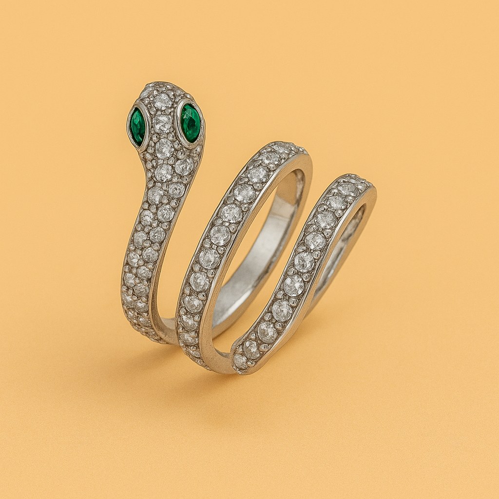 Luxuriöser Schlangenring aus Gold mit zweifarbigem Design