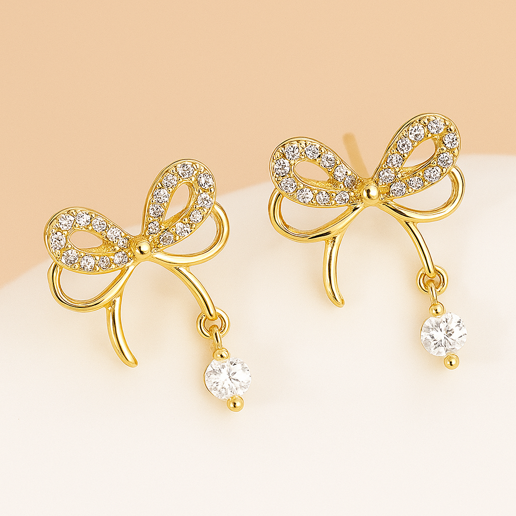 Elegante Schmetterling Schleife Kristall Ohrringe für Frauen