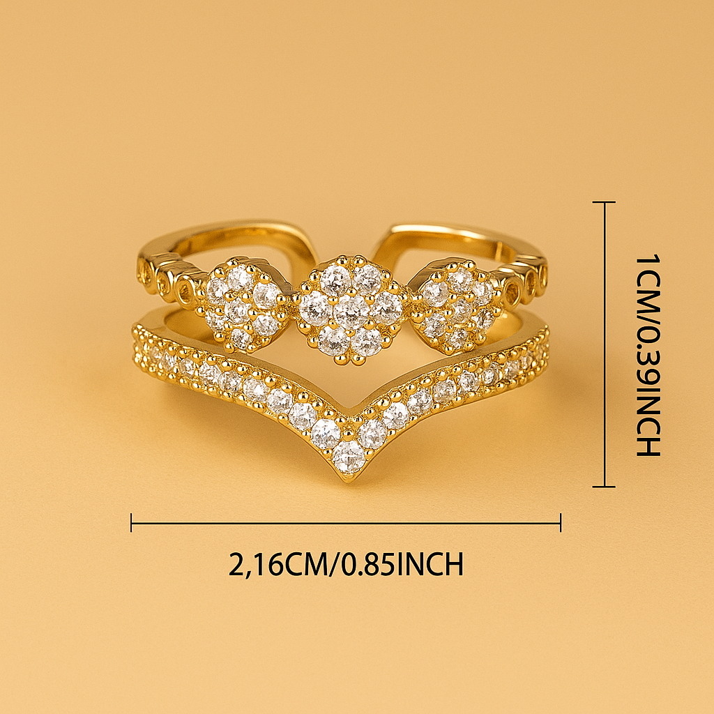 Luxuriöser Boho V-Schliff Goldring - verstellbar