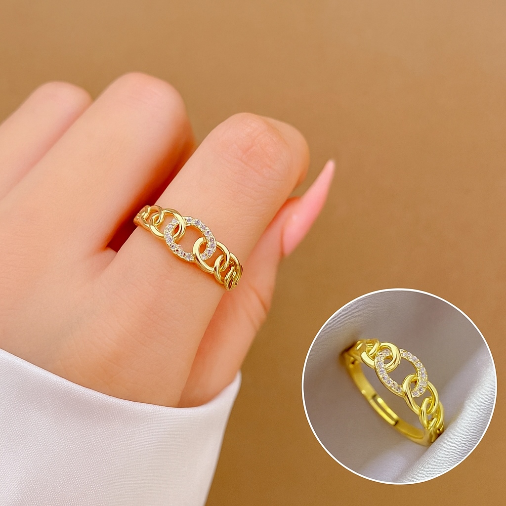 Klammerring mit Zirkonia - Eleganter vergoldeter Schmuck
