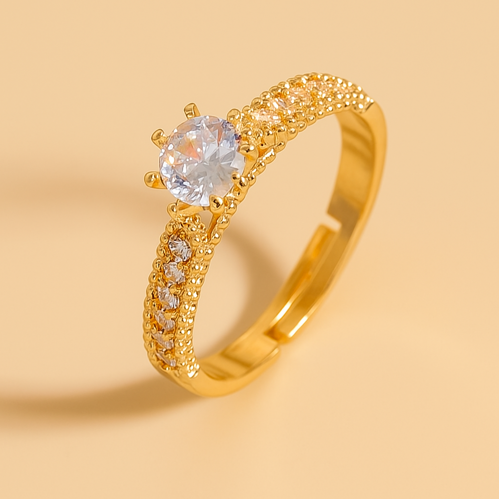 Eleganter Kupferring - Retro-Design mit funkelnden Zirkonia