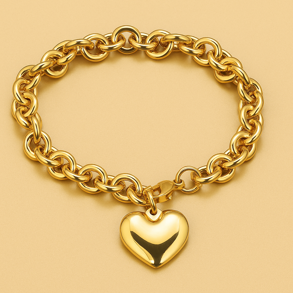 Schickes Herz-Anhänger-Armband - Gold