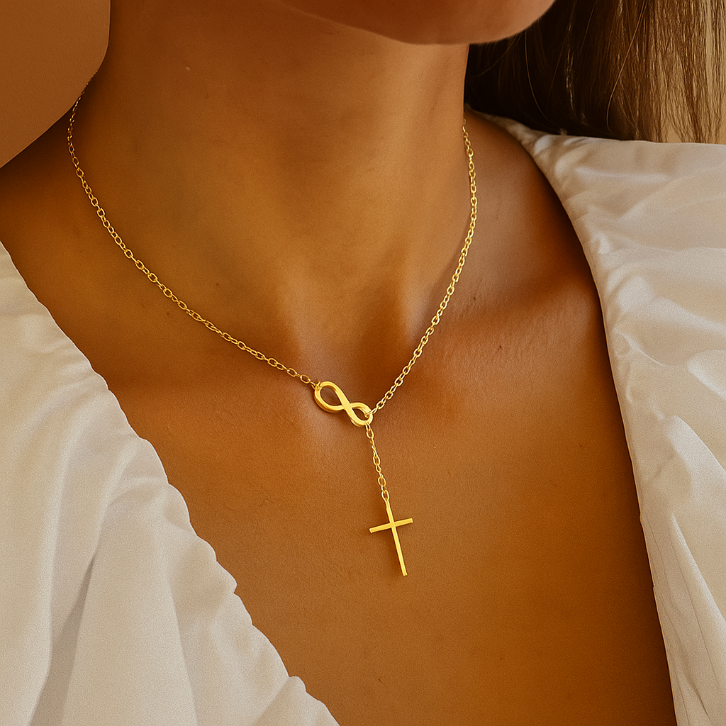 Infinity Cross Halskette - Chic Gold Symbol Schmuck