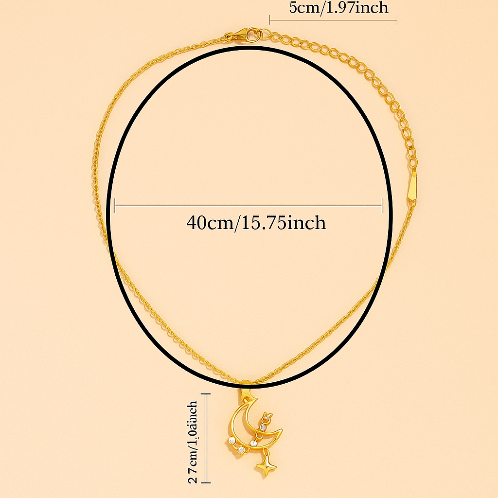 Mond-Anhänger Halskette mit Zirkonia - Romantischer Schmuck für Frauen