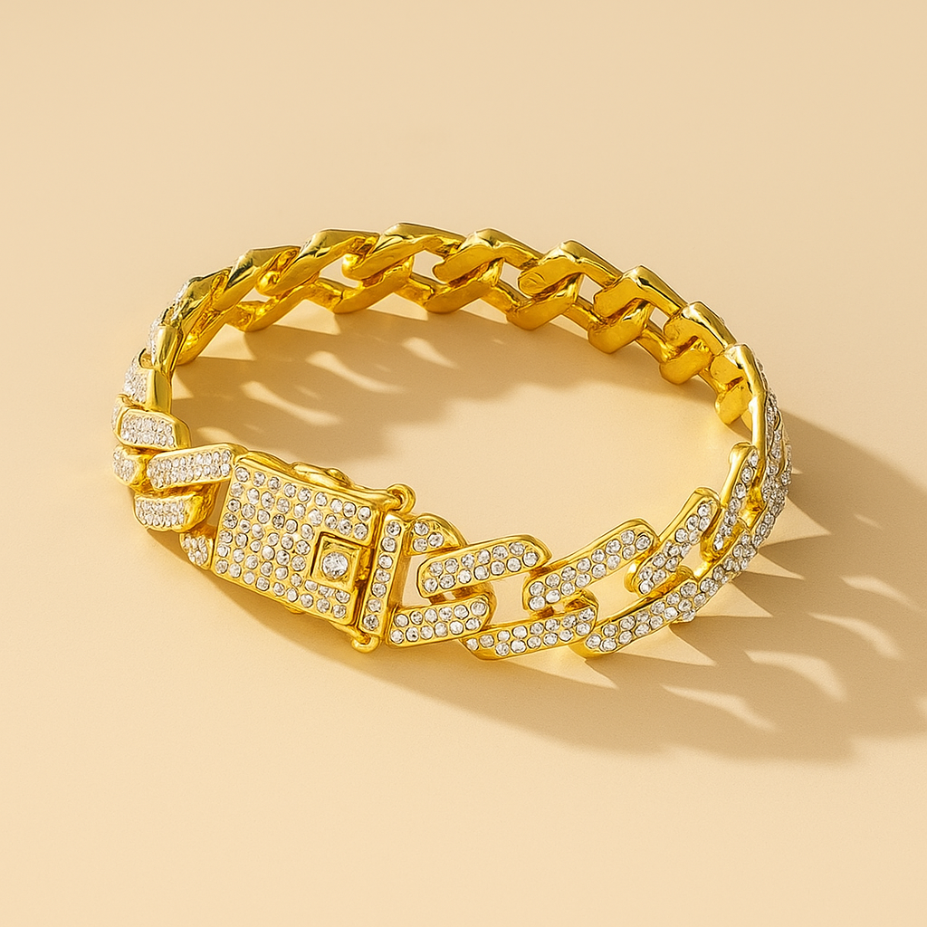 Chunky Cuban Link Chain Armband mit Wasserbohrer Detailing