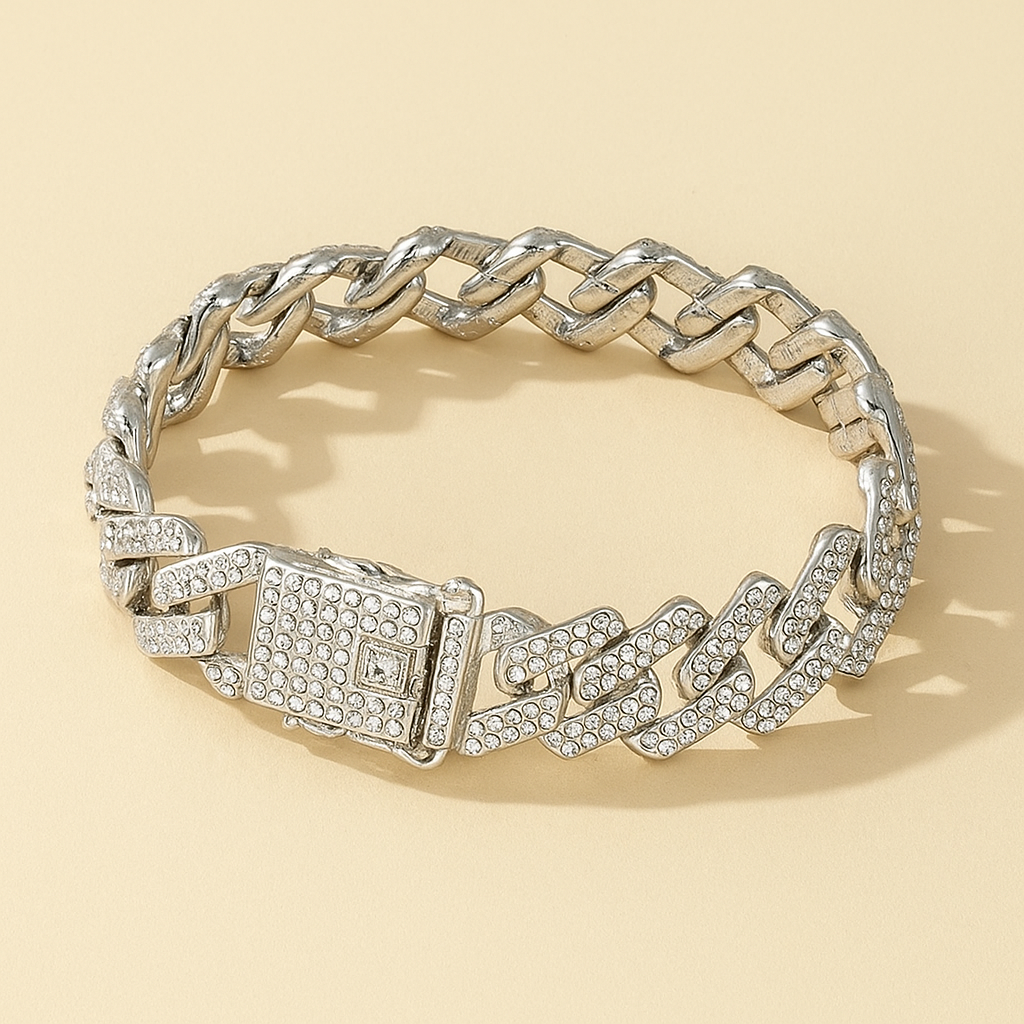 Chunky Cuban Link Chain Armband mit Wasserbohrer Detailing