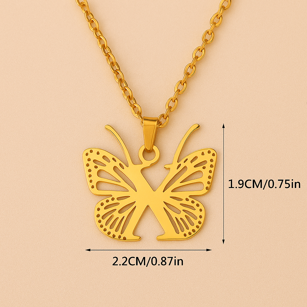 Einzigartige 26-Buchstaben-Initialen-Halskette mit Schmetterling-Anhänger