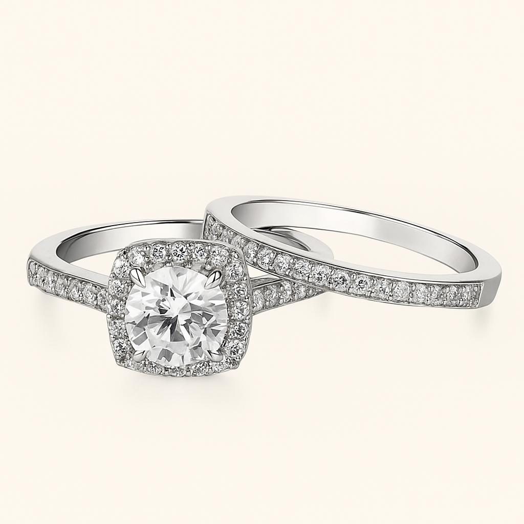 Luxuriöser & eleganter Verlobungsring aus Gold mit Zirkonia-Imitat