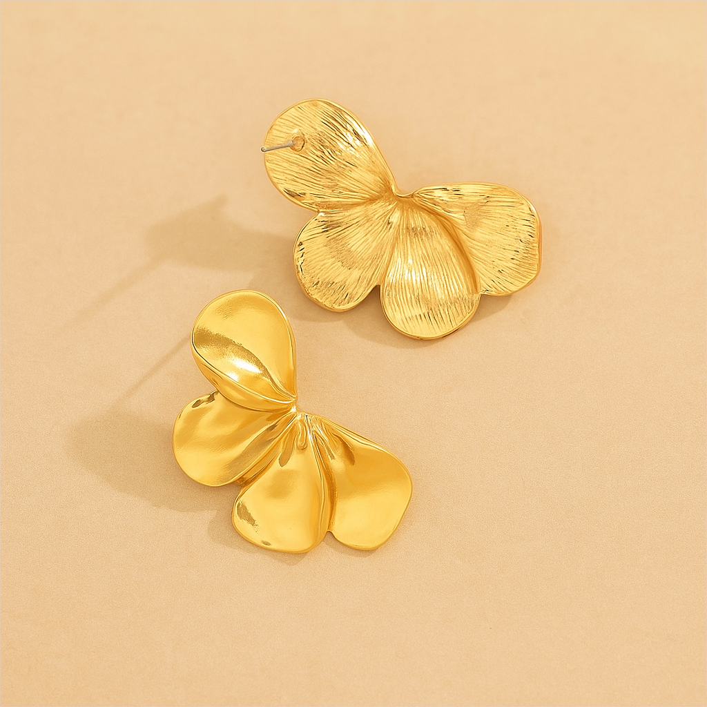 Golden Bloom Elegante Floral Geometry Ohrringe für Sie