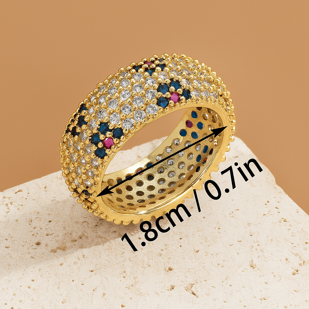 Eleganter Fünfreihiger Zirkonia-Ring – Multicolor Funkeln