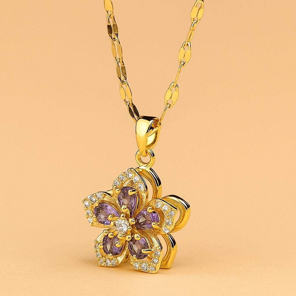 Elegante drehbare Kirschblüten-Anhänger-Halskette