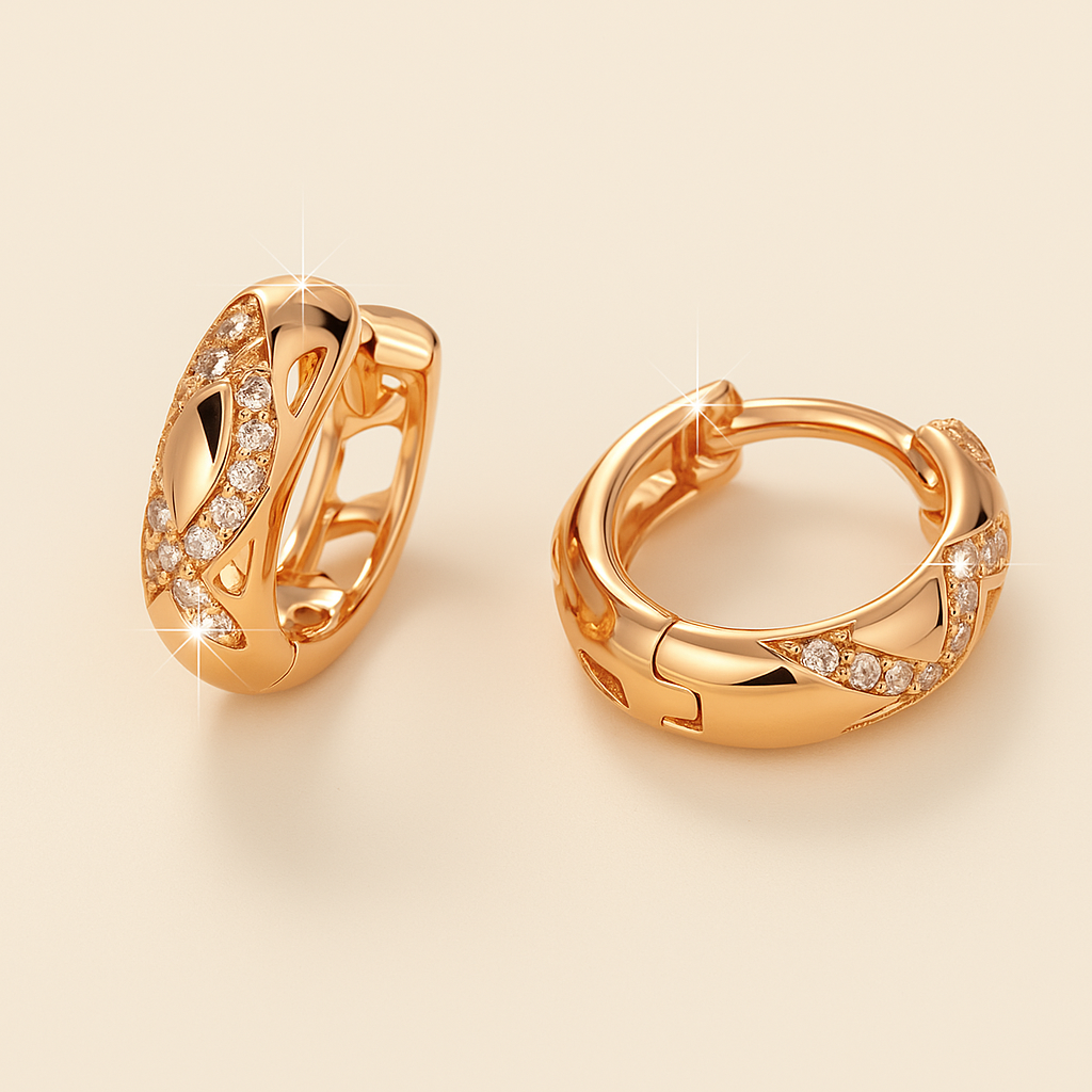 Elegante böhmische Kreuz-Ohrringe mit funkelnden Zirkonias