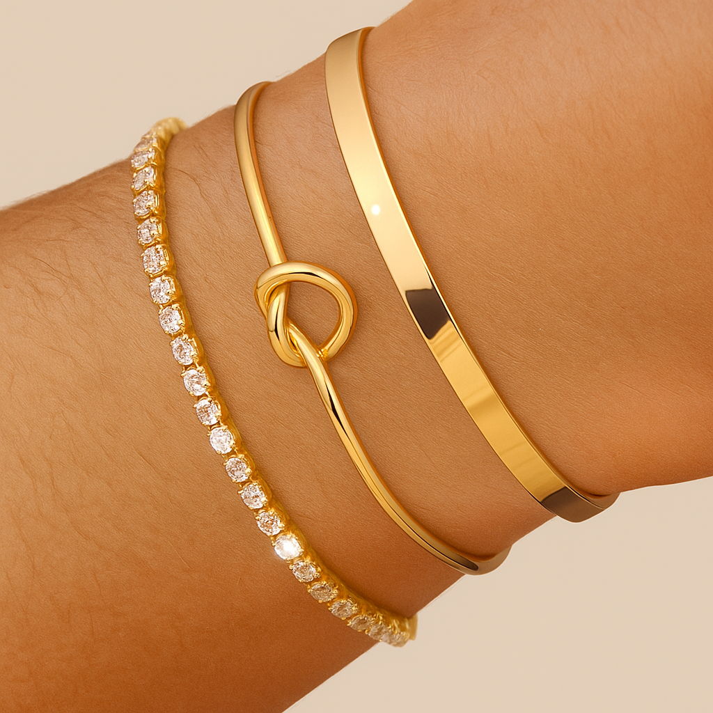 Boho Chic Layered Herz & Zirkonia Armband Set