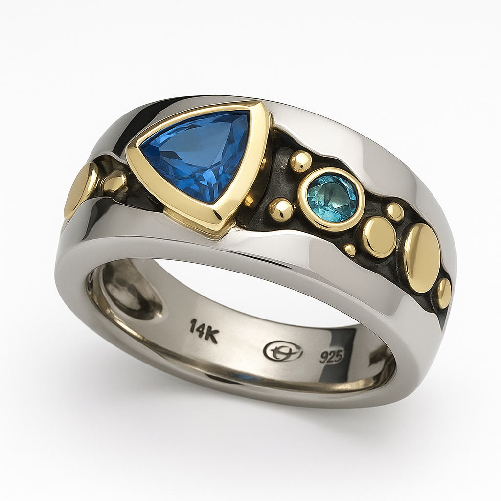 Vintage-Ring mit blauem Kristall