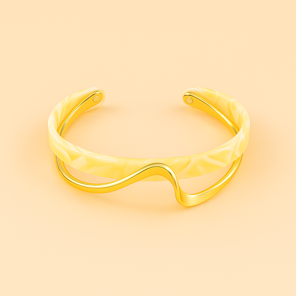 Geometrisches unregelmäßiges offenes Armband mit glänzender Oberfläche