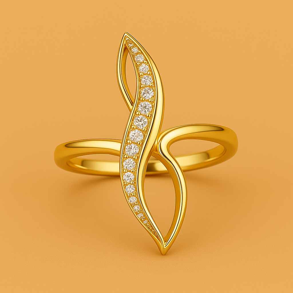 Schicker goldfarbener Ring mit schillerndem Zirkonia-Akzent