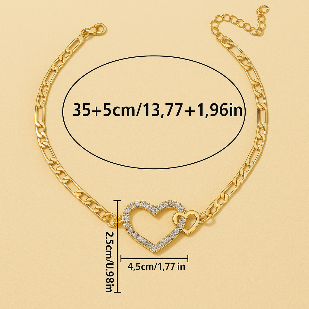 Trendige Doppelherz-Halskette | vergoldet für Frauen
