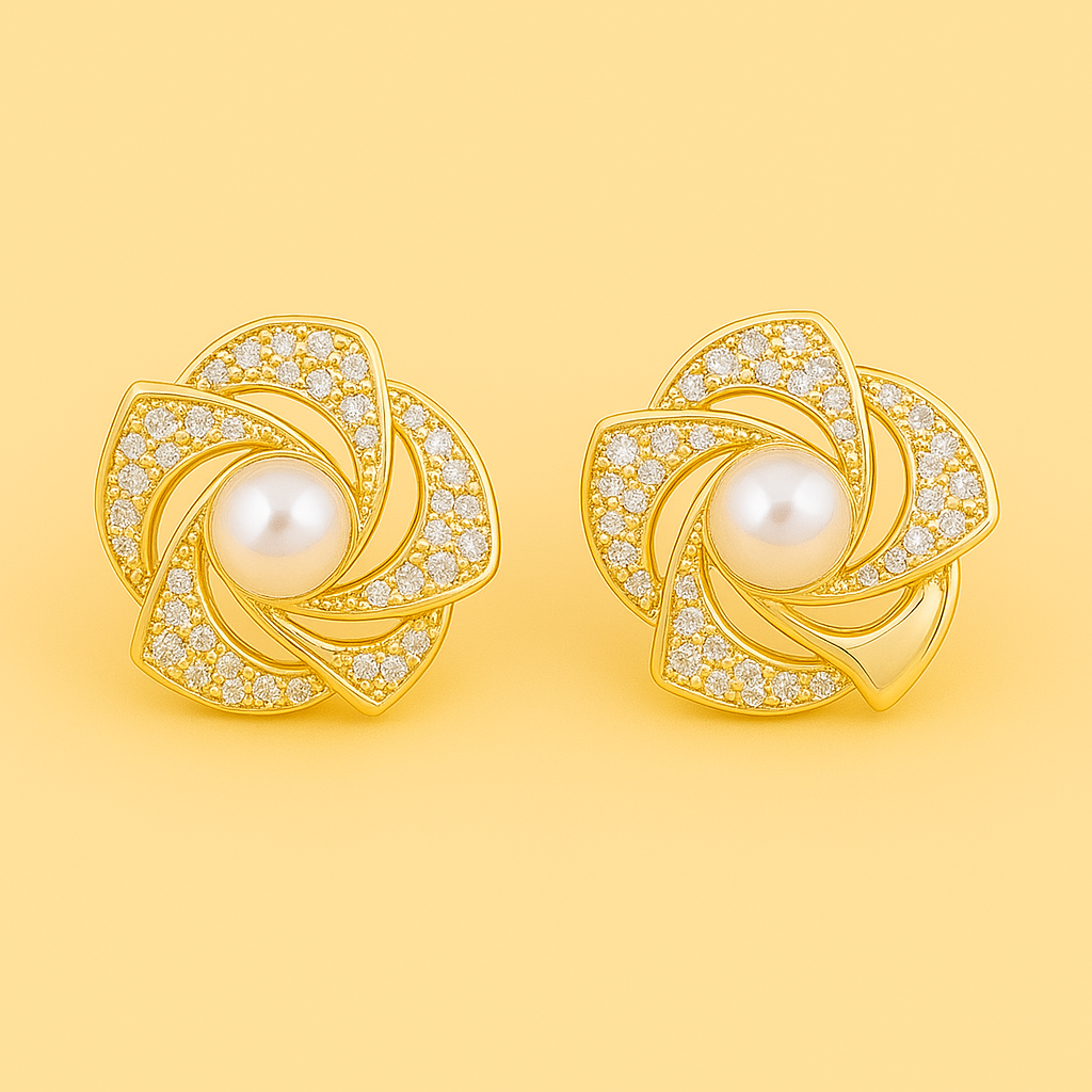 Schöne hohle Blume Perle Ohrstecker - Zink-Legierung Design