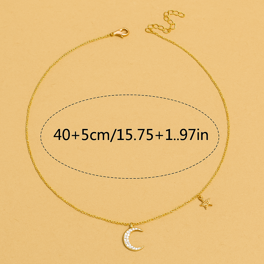 Shin Stern und Mond Anhänger - Feine Halskette