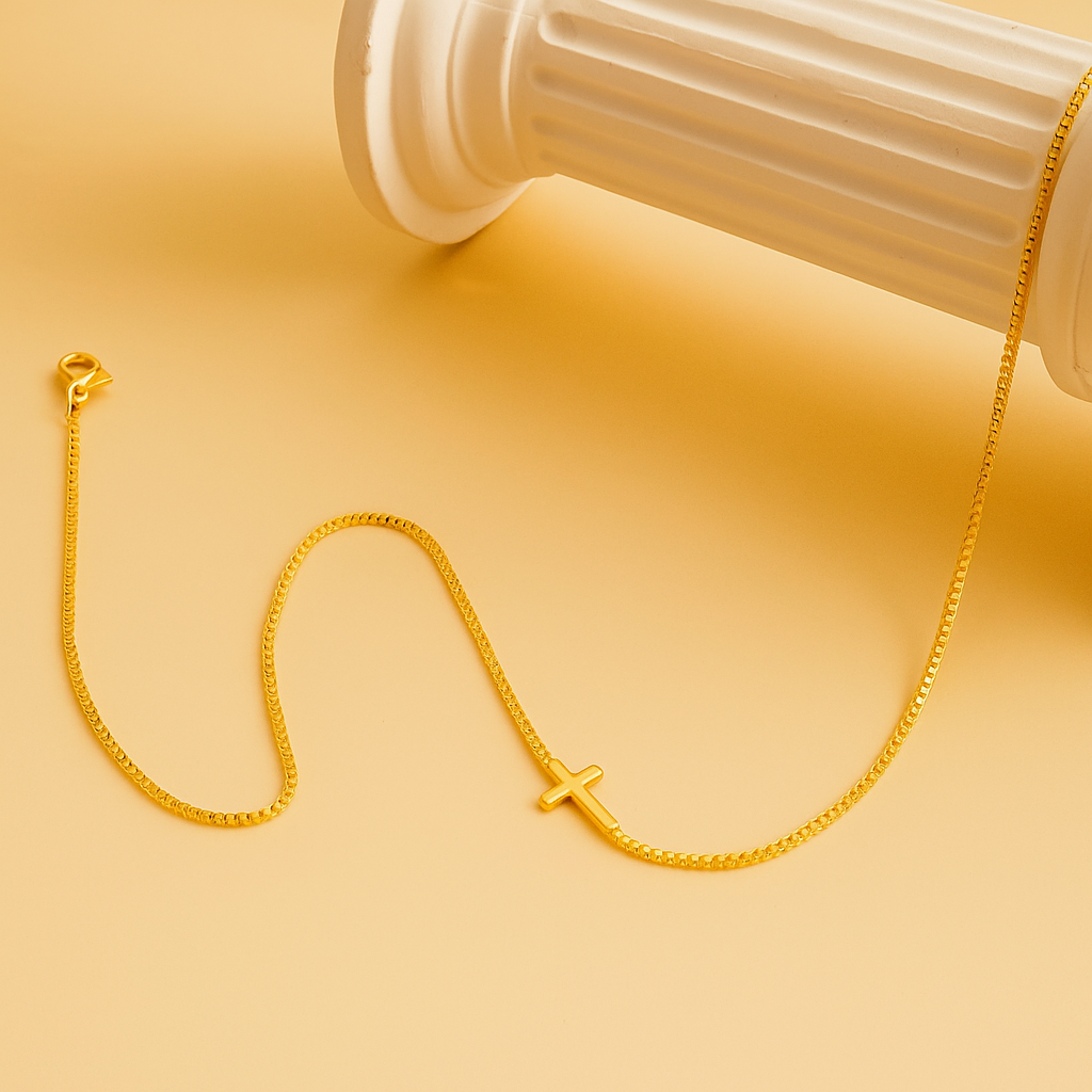 Lai Fine Cross Choker Halskette - Minimalistische Gold Farbe