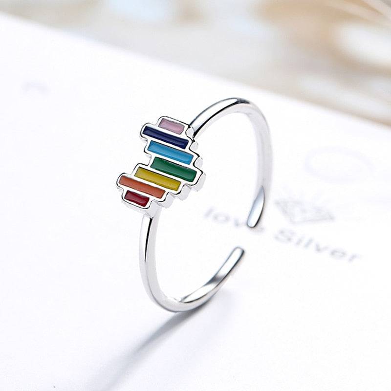 Regenbogen-Krone-Herz-Ring (offen) – Vintage-Design mit LGBT-Pride