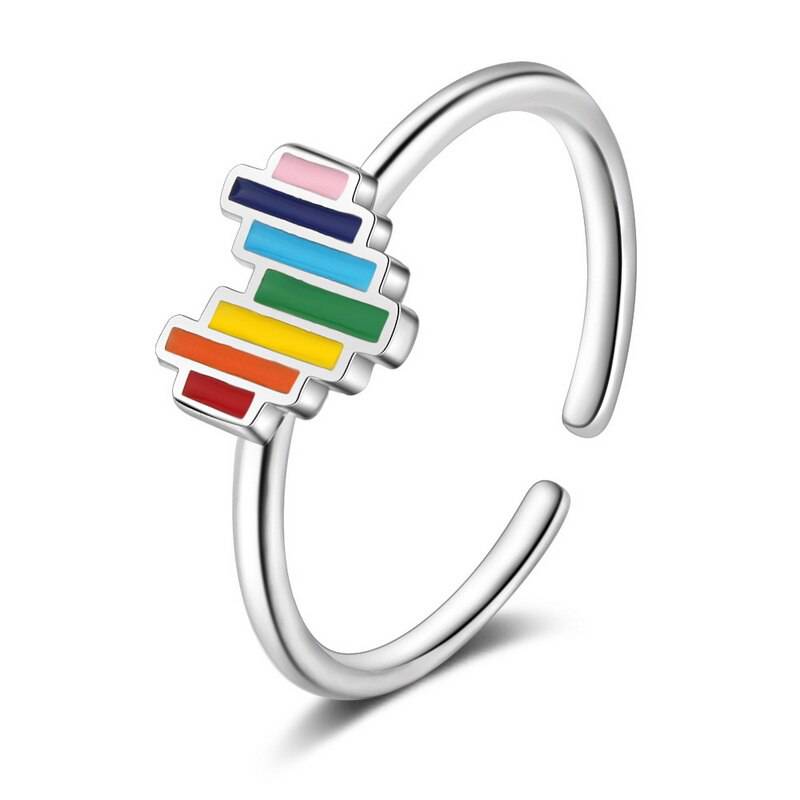 Regenbogen-Krone-Herz-Ring (offen) – Vintage-Design mit LGBT-Pride