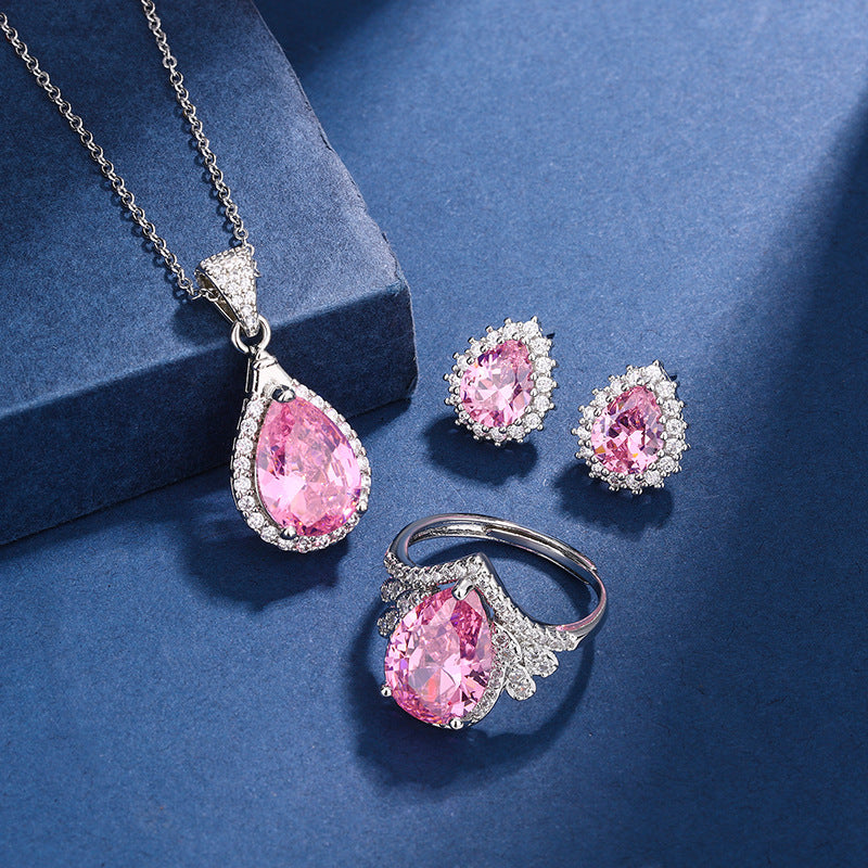 Aria Teardrop Pink Set | Weißgold
