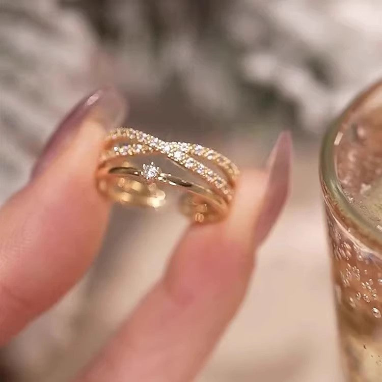 Kreuz Lagen Zarte Zirkonia Ring